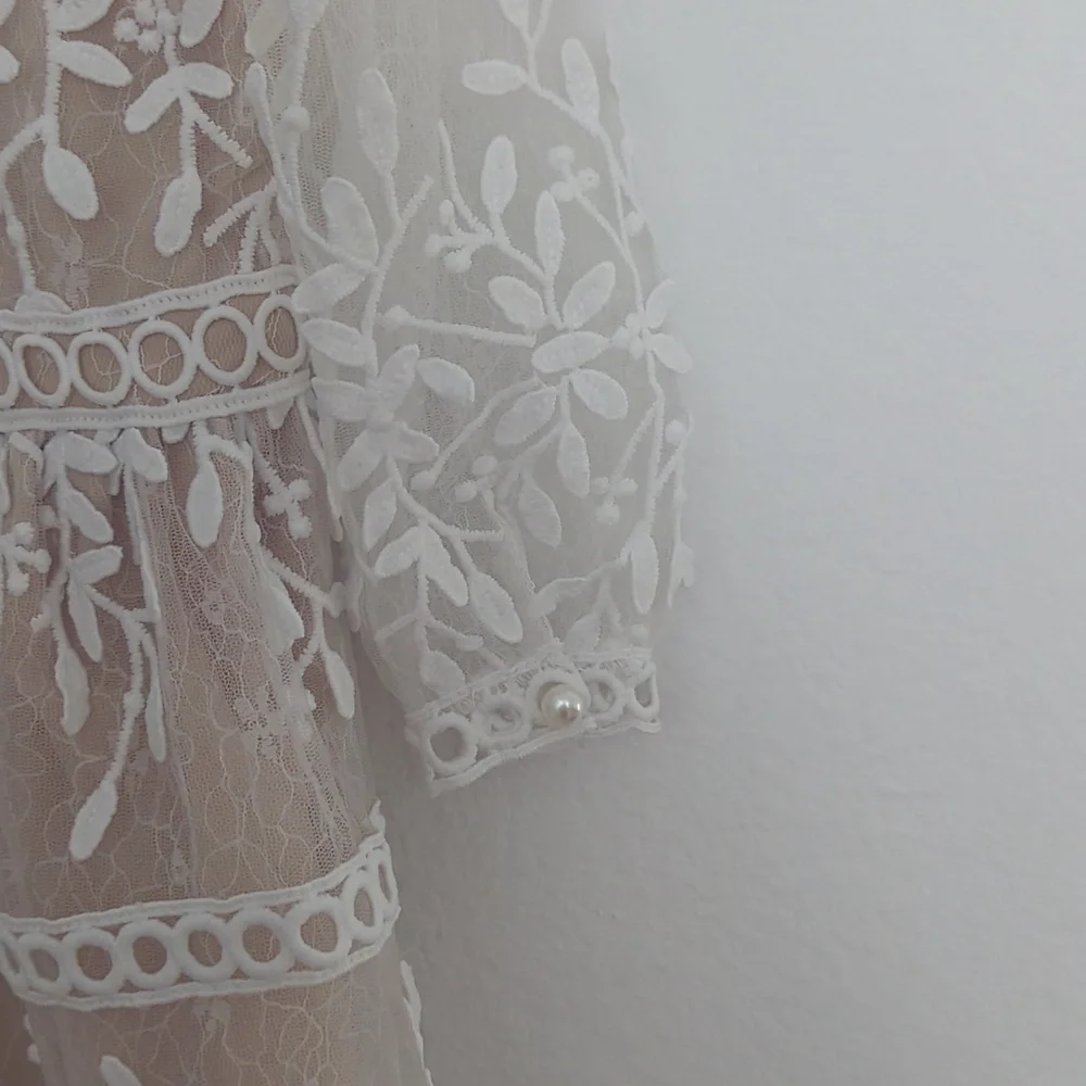 Ivy City Infant White Floral Lace Dress Mommy And Me - Picture 6 of 7
